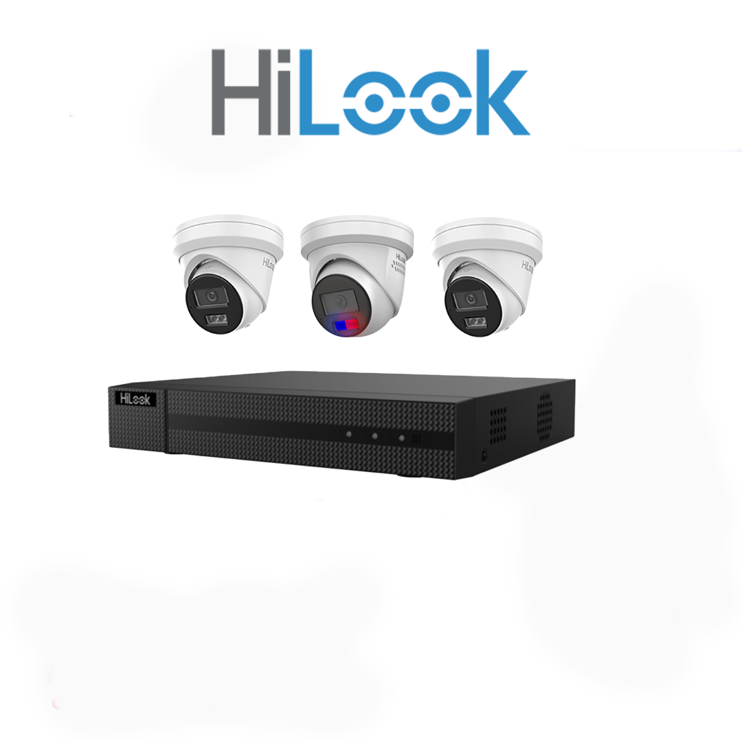 HiLook 6MP Package 3 Camera Kit with AI IntelliSense, Full-Color Built-in Audio, 4CH NVR
