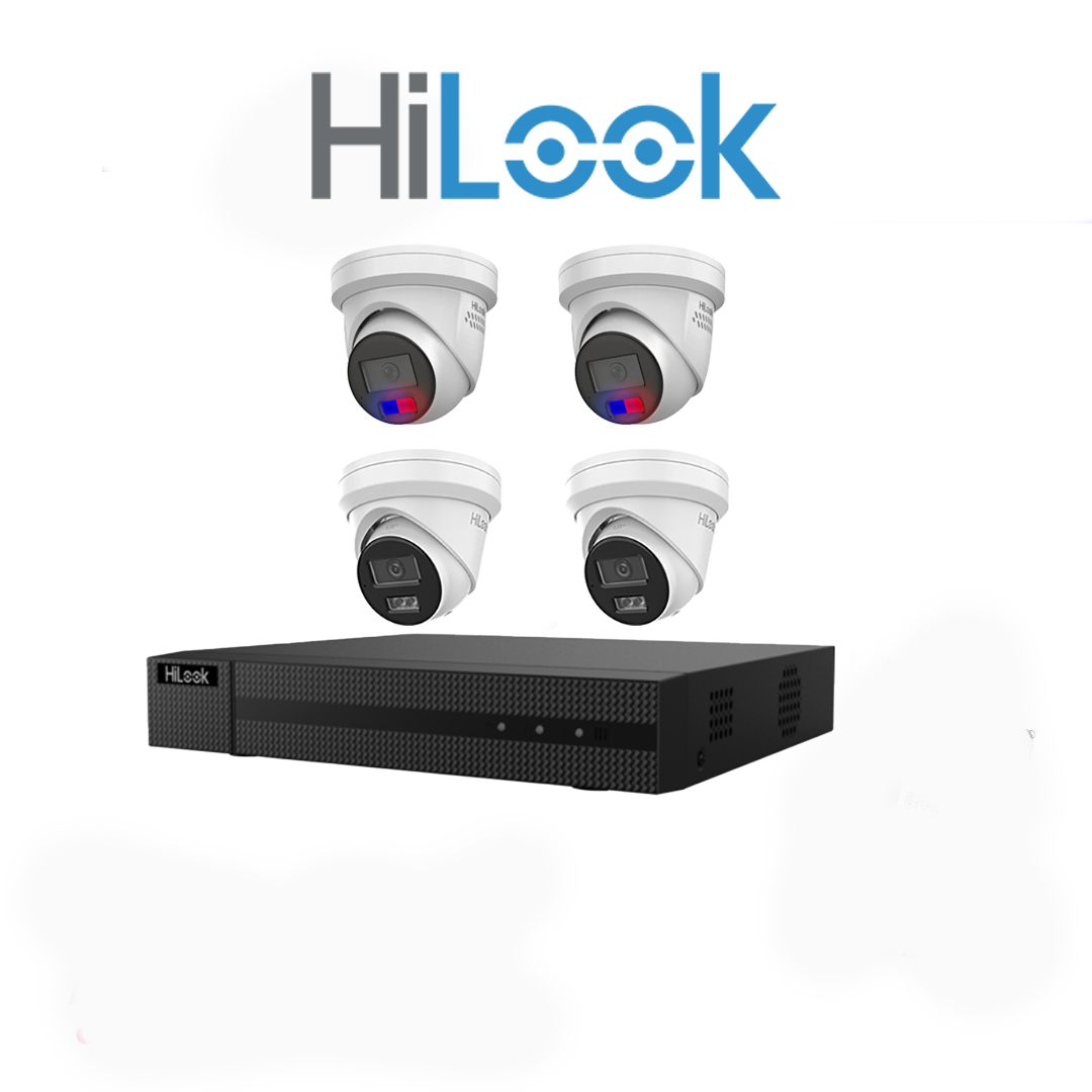 HiLook 6MP Package 4 Camera Kit with AI IntelliSense, Full-Color Built-in Audio, 4CH NVR
