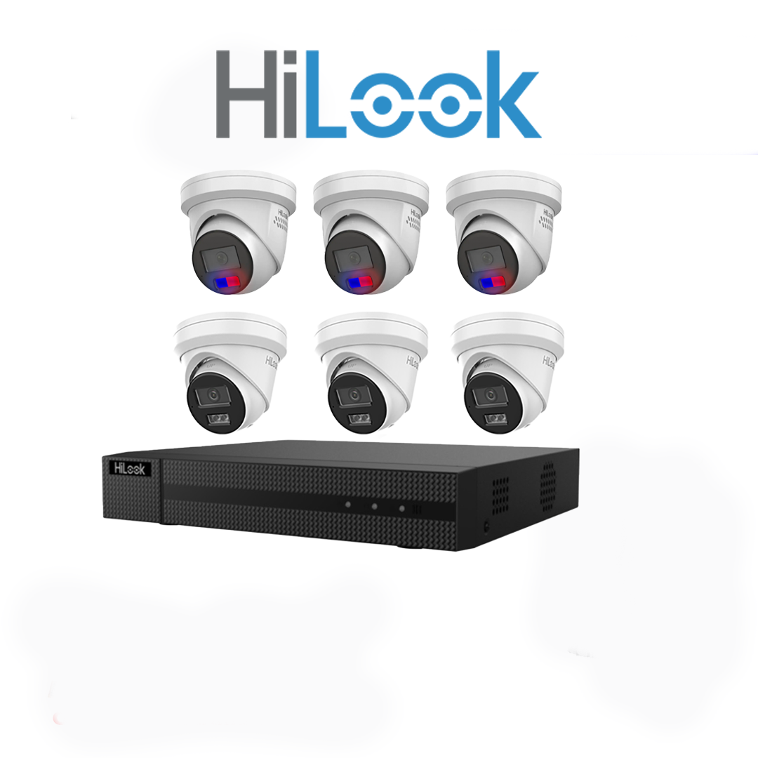 HiLook 6MP Package 6 Camera Kit with AI IntelliSense, Full-Color Built-in Audio, 8 CH NVR