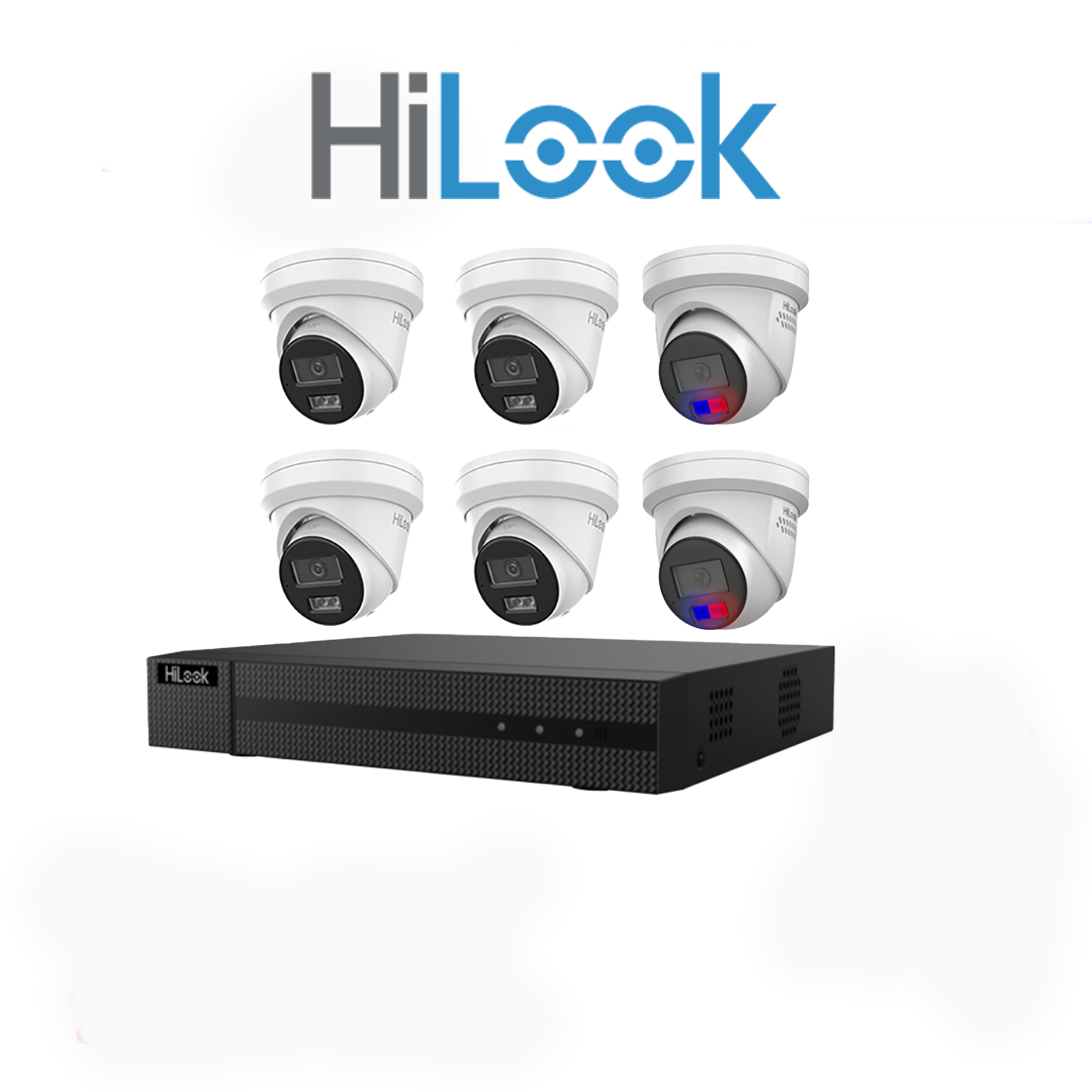 HiLook 6MP Package 6 Camera Kit with AI IntelliSense, Full-Color Built-in Audio, 8 CH NVR