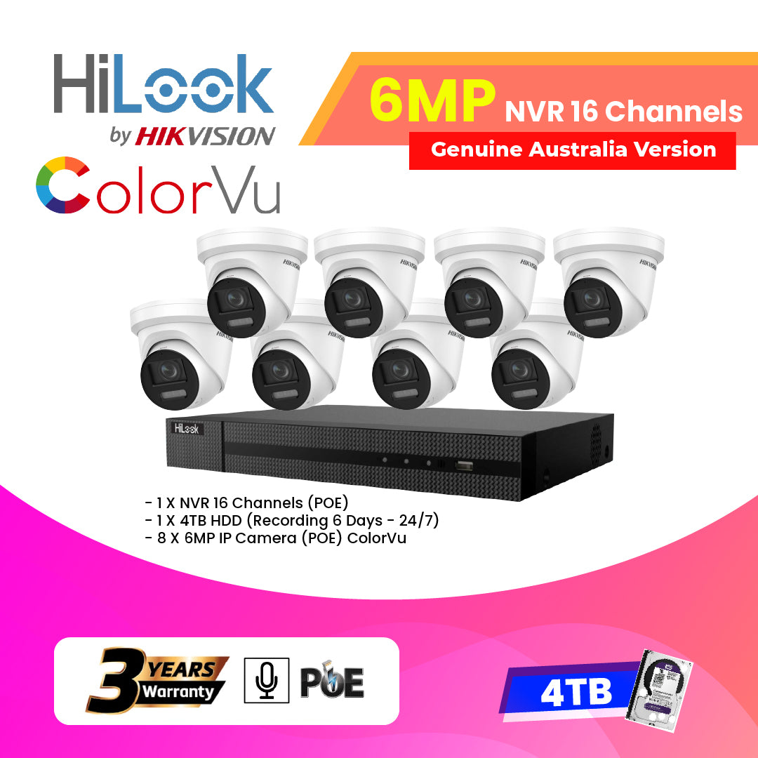 Hilook IP Camera kit 8x6MP(ColorVu) With NVR 16 Channels