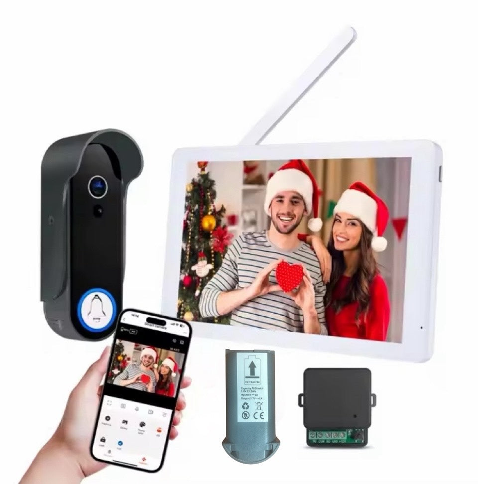 IPVISIONS Wireless WiFi Video Doorbell Intercom System (8-Inch Monitor)