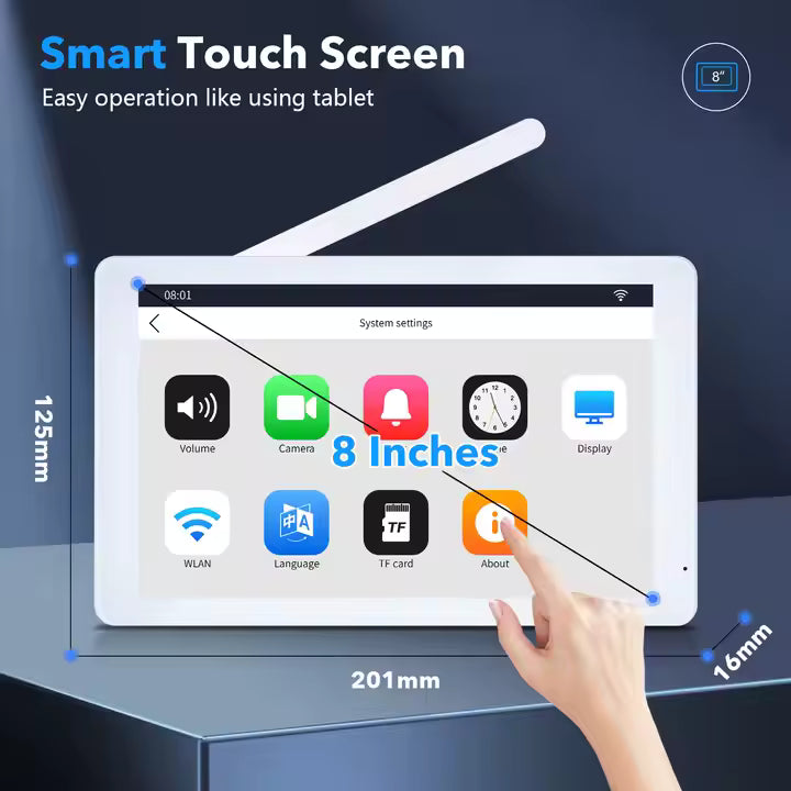 IPVISIONS Wireless WiFi Video Doorbell Intercom System (8-Inch Monitor)