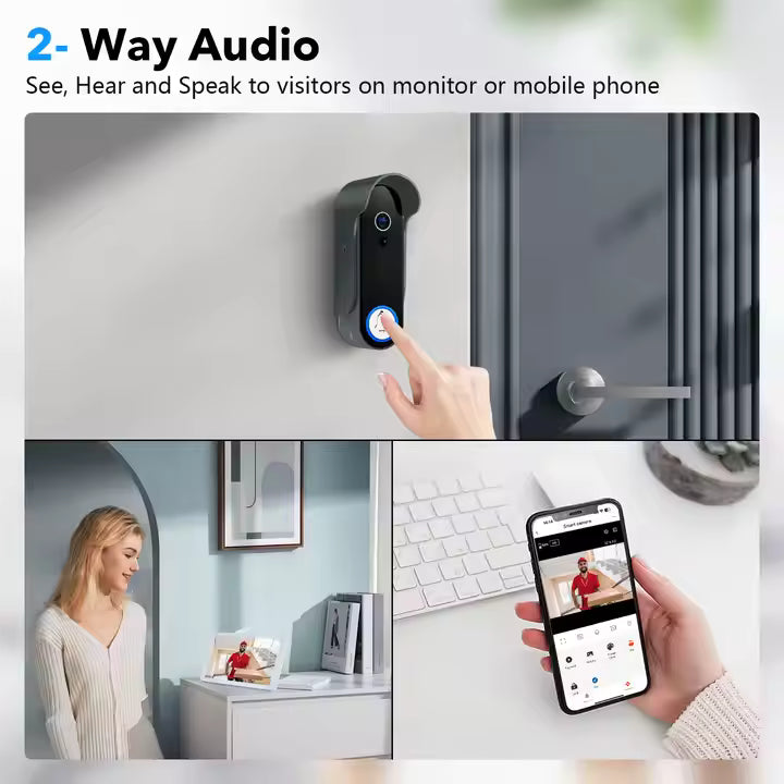 IPVISIONS Wireless WiFi Video Doorbell Intercom System (8-Inch Monitor)