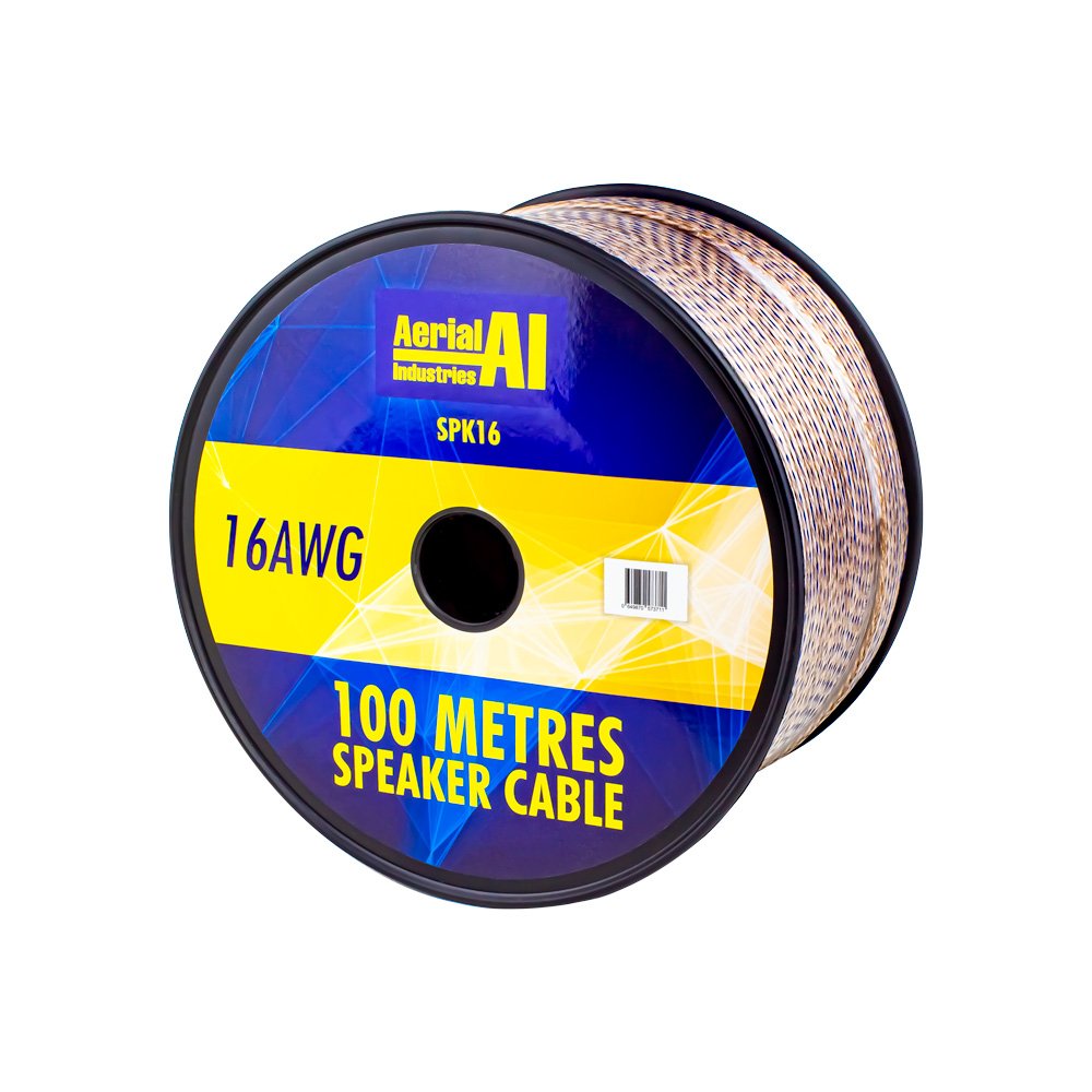 Aerialindustries Speaker Cable 2 Core 16AWG Copper Clad Aluminium Transparent 100m