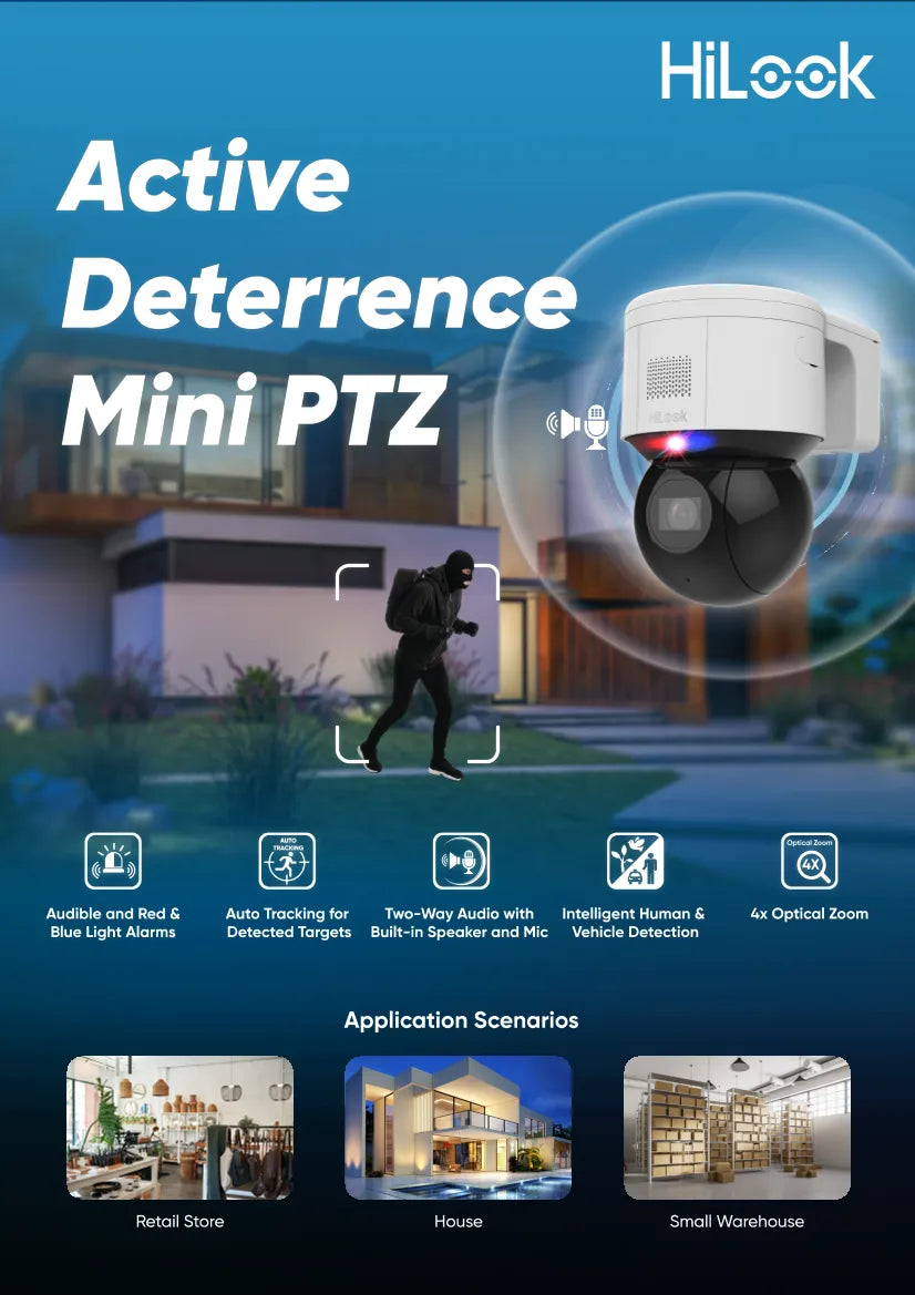 Hilook by Hikvision PTZ-N3404LIU/SL 4 MP 4 x Intelligent Network PTZ 2 way Audio + flashing lights