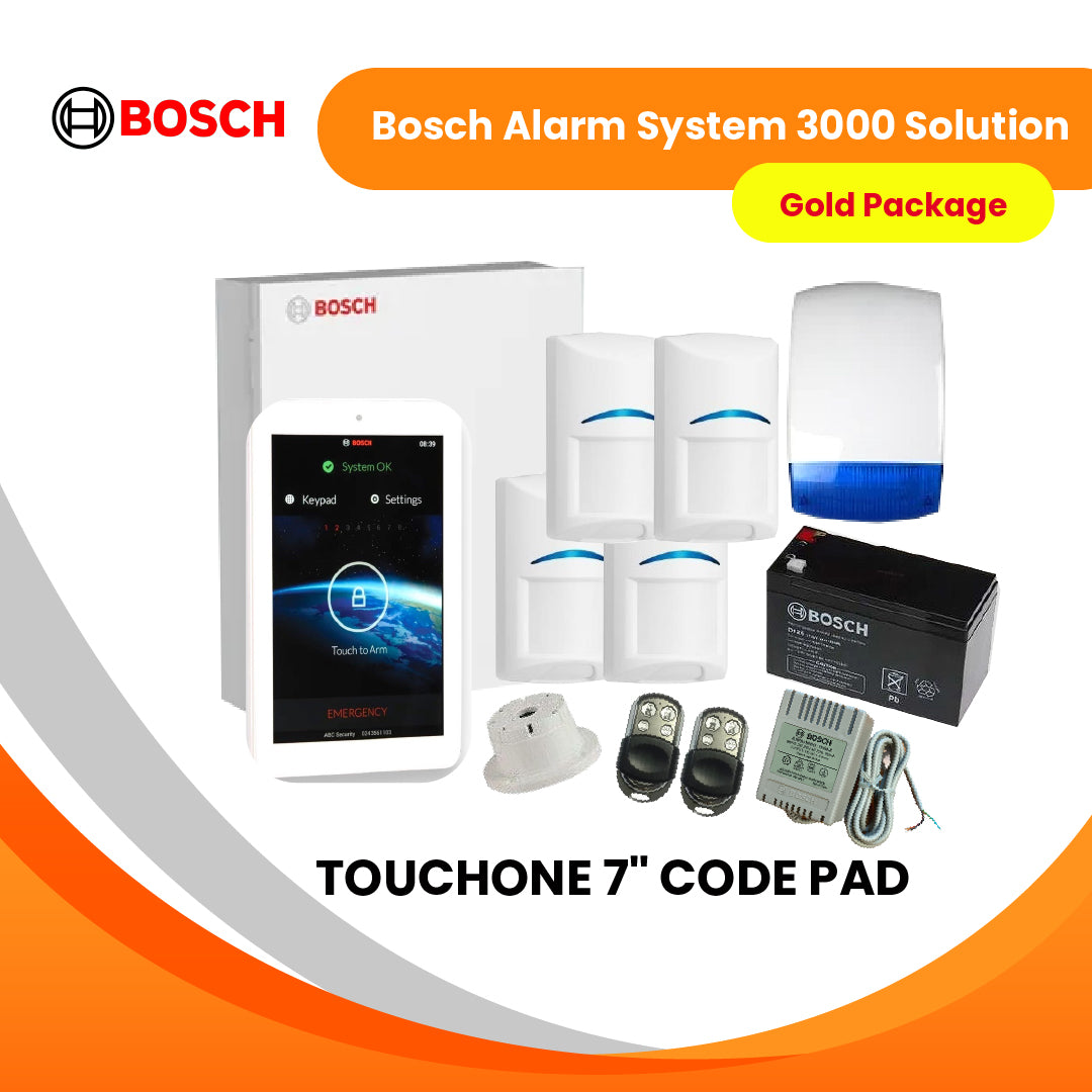 Bosch Alarm System 3000 Solution+7″ Touch Screen-Gold Package (Wired)