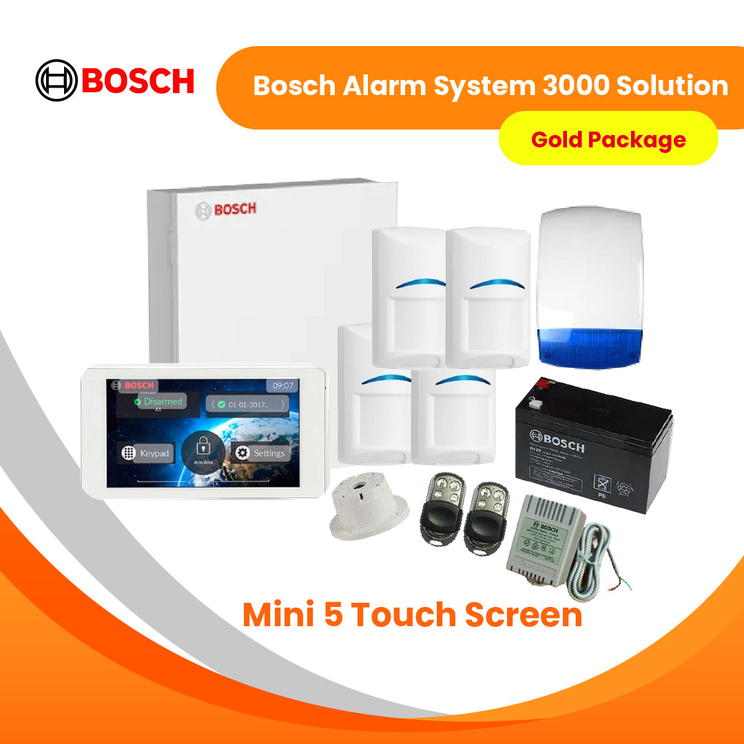 Bosch Alarm System 3000 Solution+5″ Touch Screen-Gold Package (Wired)