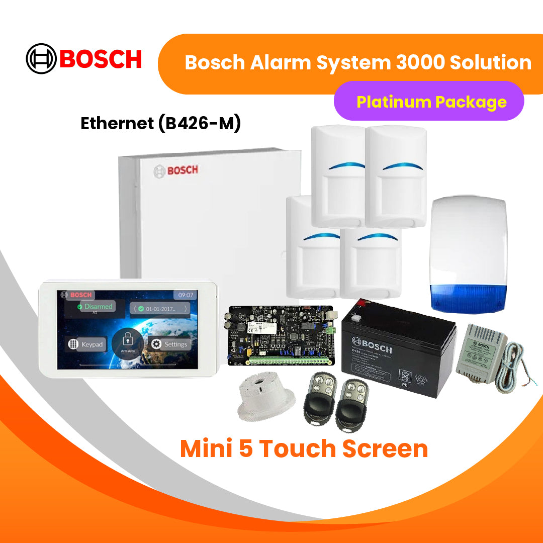 Bosch Alarm System 3000 Solution+5″ Touch Screen-Platinum Package (Wired)
