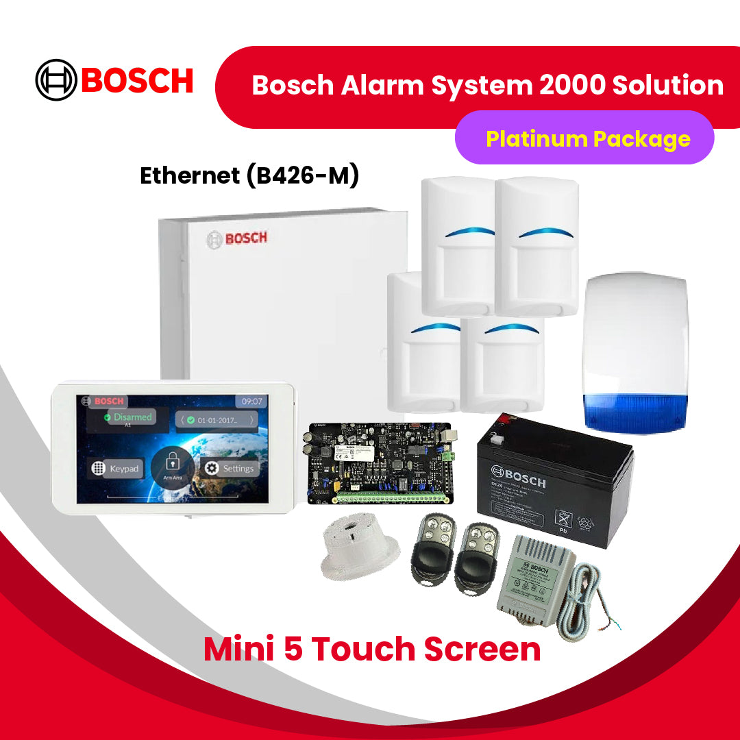 Bosch Alarm System 2000 Solution+5″ Touch Screen-Platinum Package (Wired)