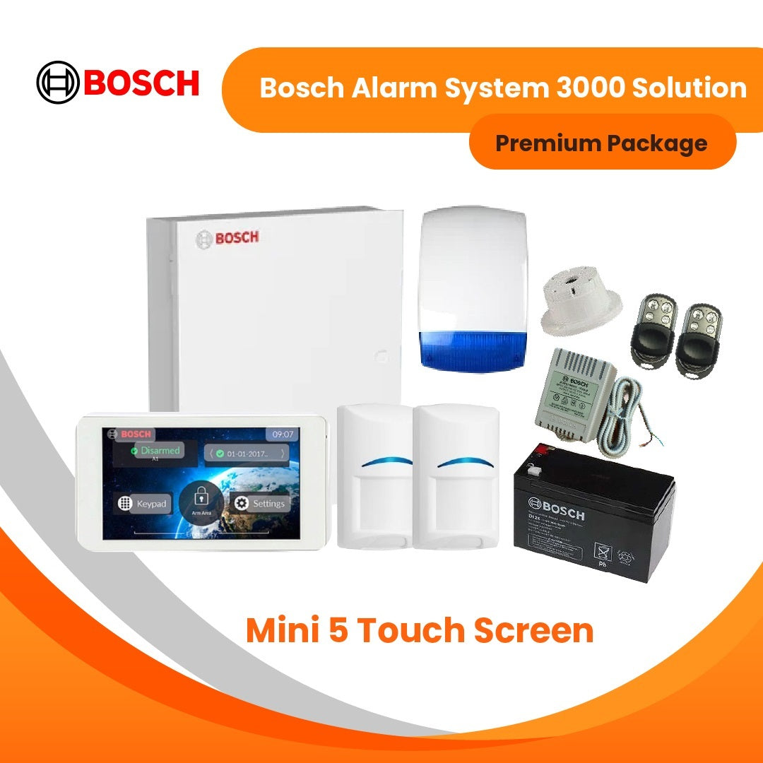 Bosch Alarm System 3000 Solution+5″ Touch Screen -Premium Package (Wired)