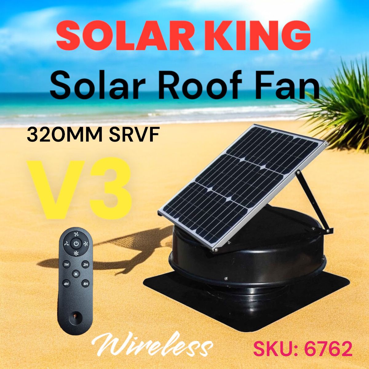 Solar Roof Ventilation Fan 320MM V3 + Remote Control