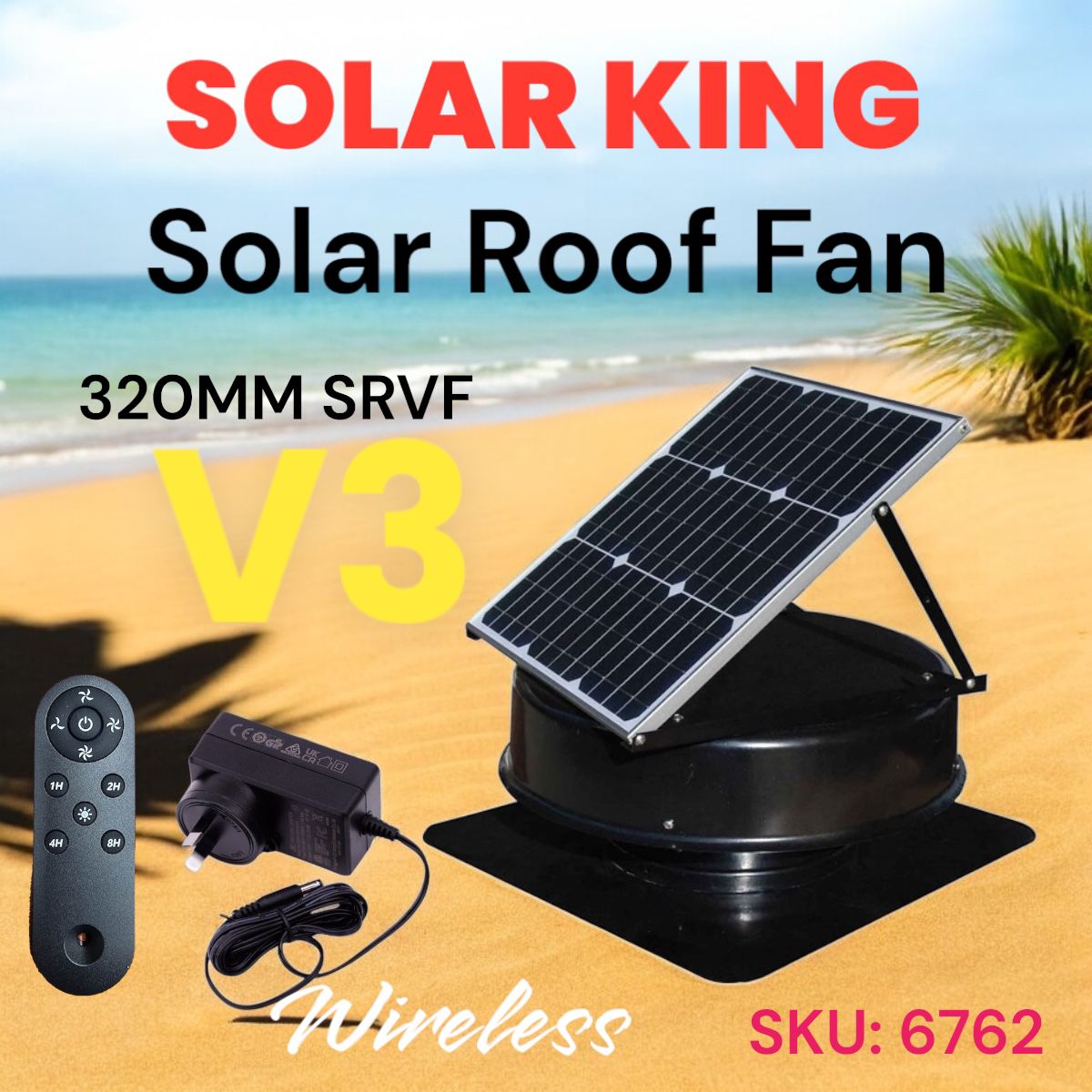 Solar Roof Ventilation Fan 320MM V3 Wireless