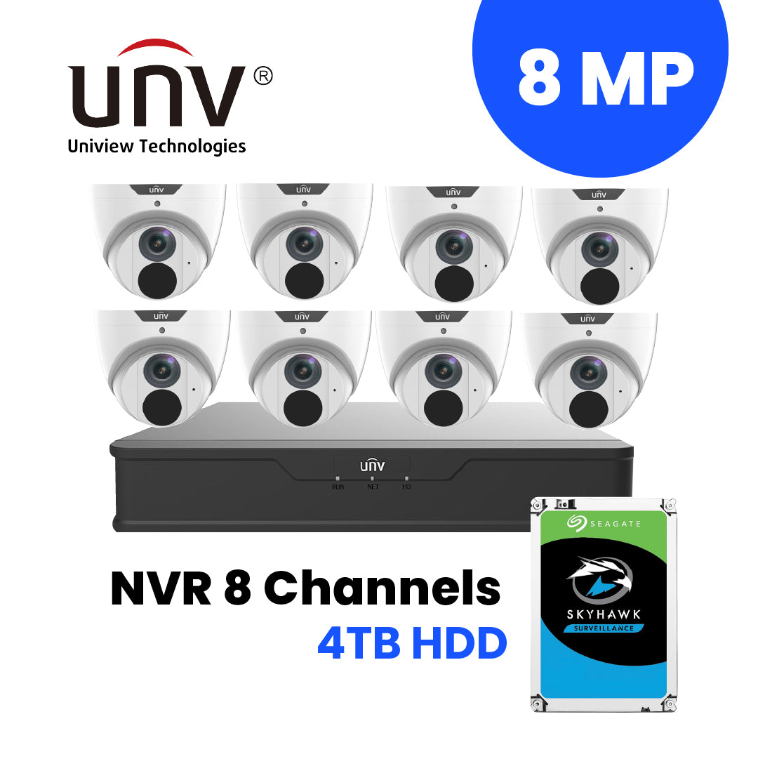 8view UNIVIEW NVR 8 Channels + 8 pcs. 8MP/4K IP Camera Package