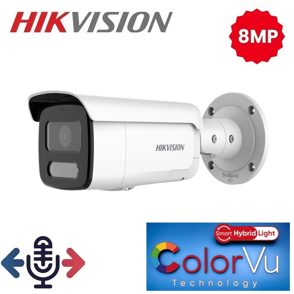 Hikvision 8MP Smart Hybrid Light Bullet Cameras with ColorVu | DS-2CD2T87G2H-LISU/SL